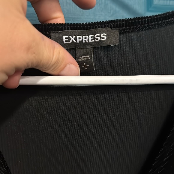 Express black velvet corduroy long sleeve cocktail dress - L - Picture 3 of 5